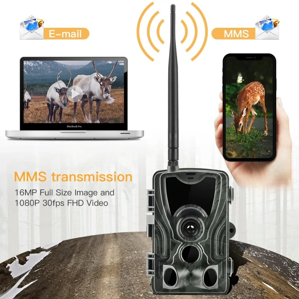 Camera's HC801LTE Trail Hunting Camera 4G 64 GB IP65 Nacht Visie Waterdichte fotolaten 0,3S MMS/SMS/P/FTP