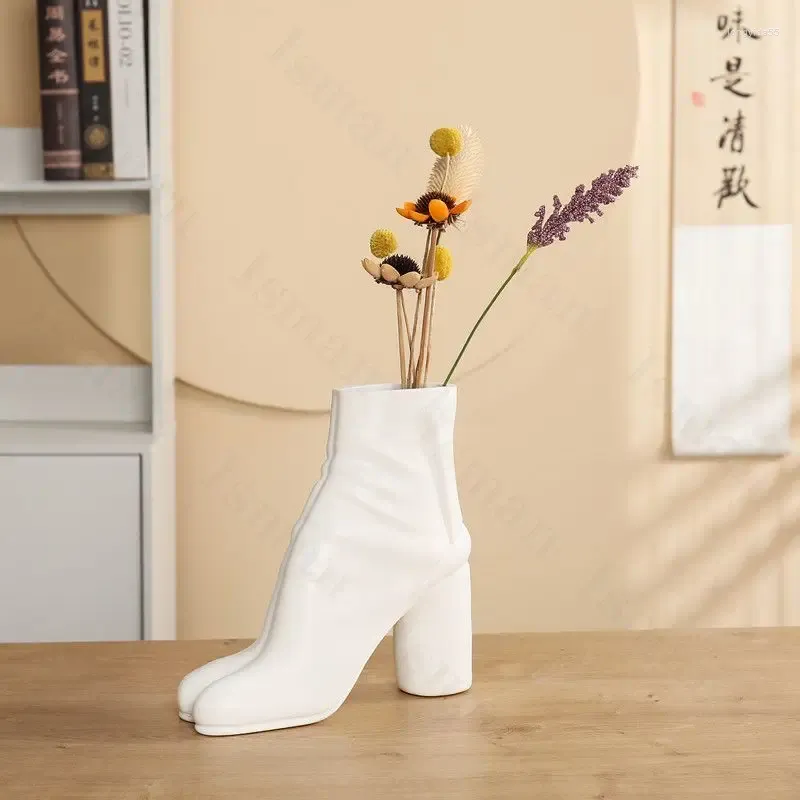 Vases Nordic High Heel Resin Vase Creative Home Decor Art And Crafts Dried Flower Living Room Decoration Accessories