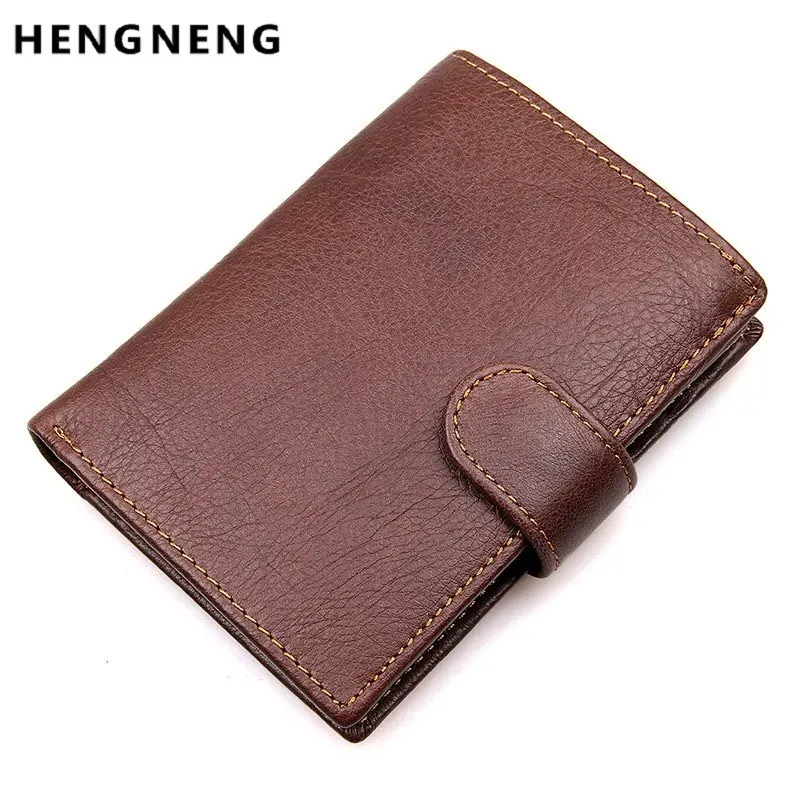 Wallets Vintage Cowhide Men Wallet Genuine Leather Clutch Wallet Male Coin Purse Passport Cover Pouch Business Document Case Card Holder