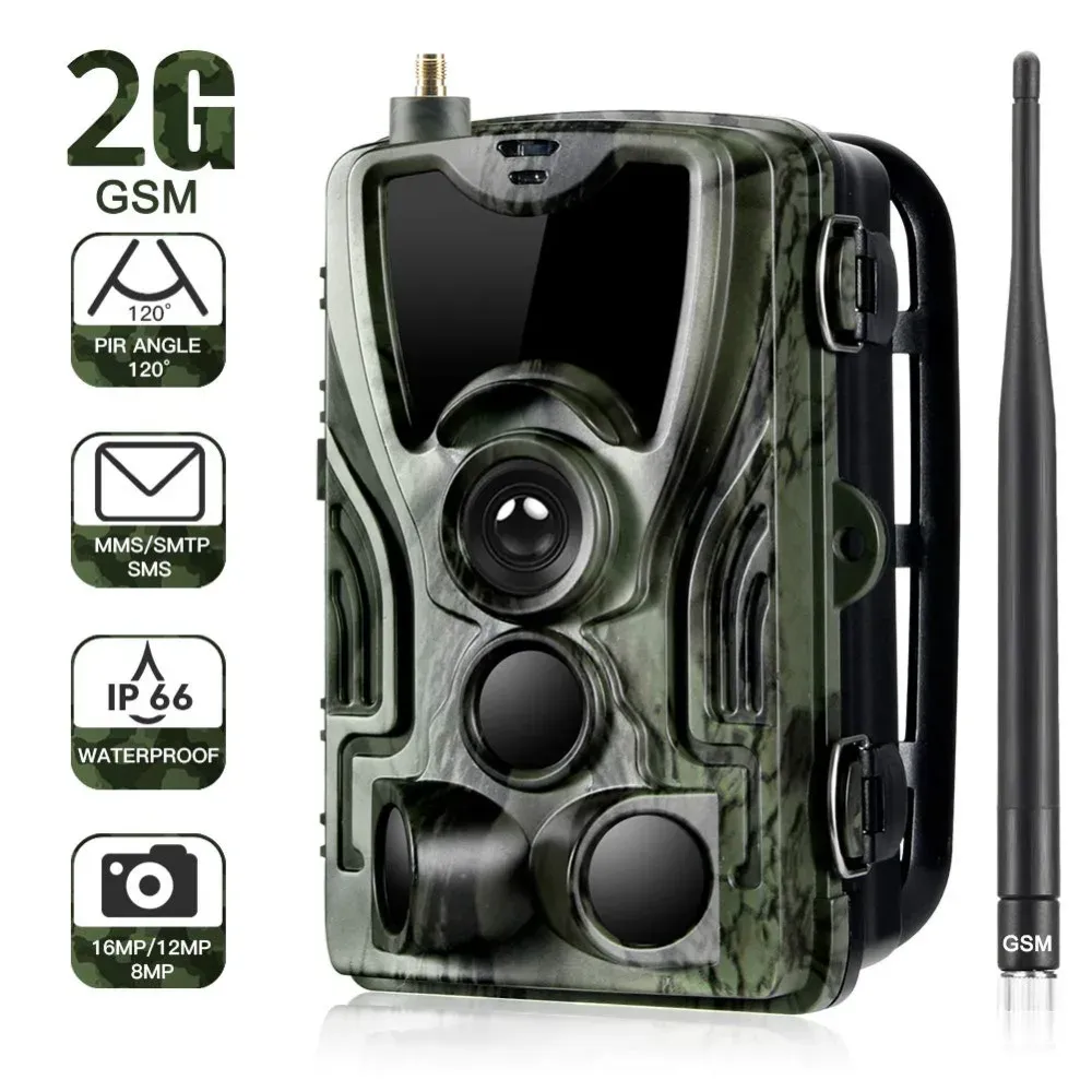 Камеры 2G MMS SMS SMTP Trail Camera 20MP 1080p Night Vision Cellular Mobile Hunting Cameras HC801M Беспроводная фотография ловушка