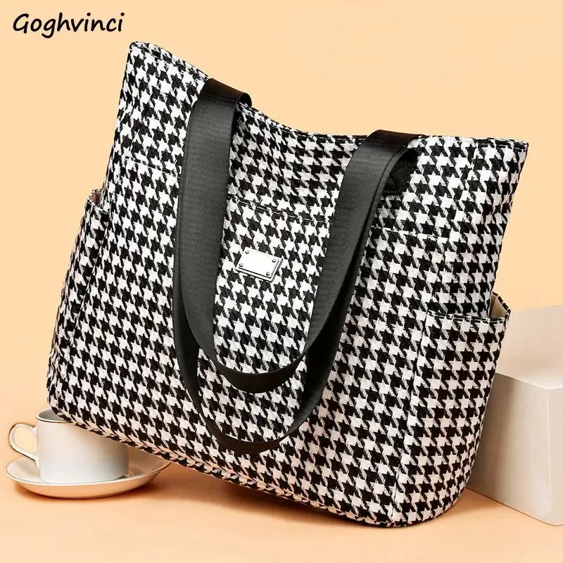 Bags Large Capacity Retro Chic Houndstooth Shoulder Bag Women Korean Temperament Underarm Totes Allmatch Travel Shopping Bolso Mujer