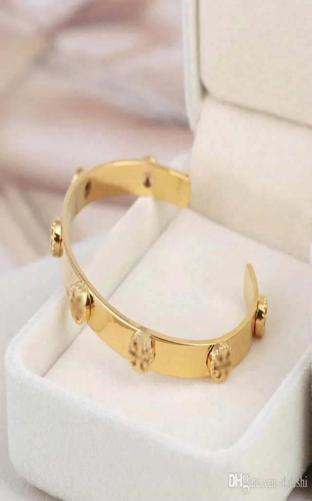 New Real Gold Plated Brand Bracelets Bangle Button Cuff Letter Fashion New For women for girl6568660