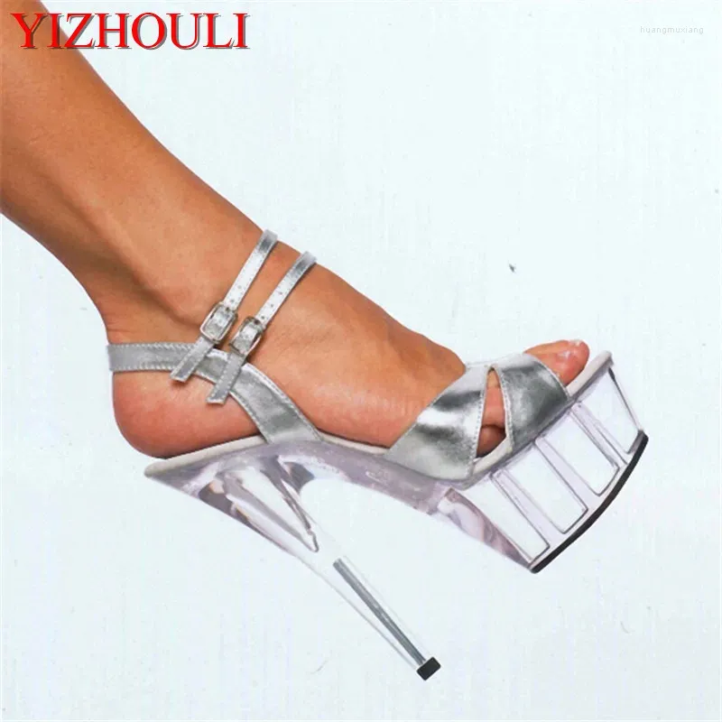 Dansskor Fashion 15 cm High Stiletto Heels Model Stage Performance Crystal Platform Bankett