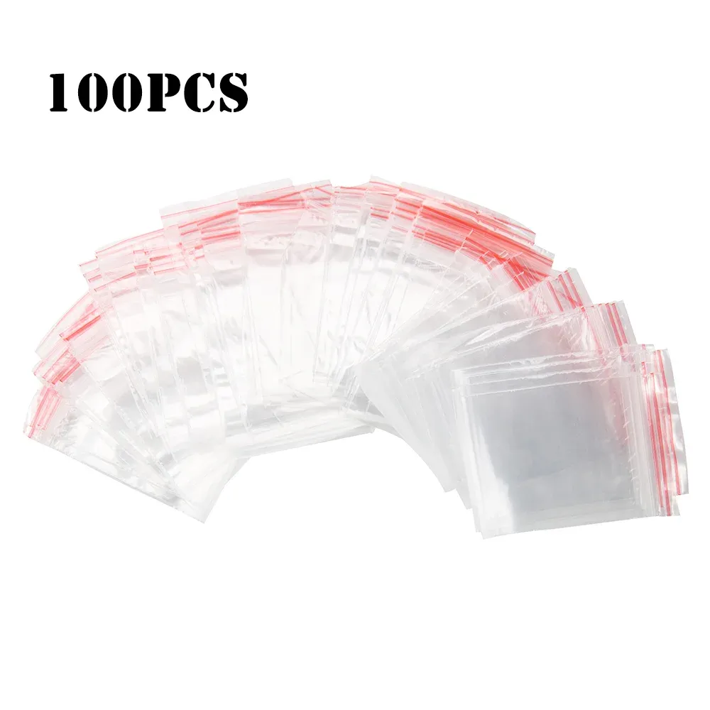 Zakken 100 stks Hersluitbare ritssluiting Zakken Plastic Transparante verpakking Poly Ziplock Tas Zelfafdichting Helder voedselopslagpakket verse tas