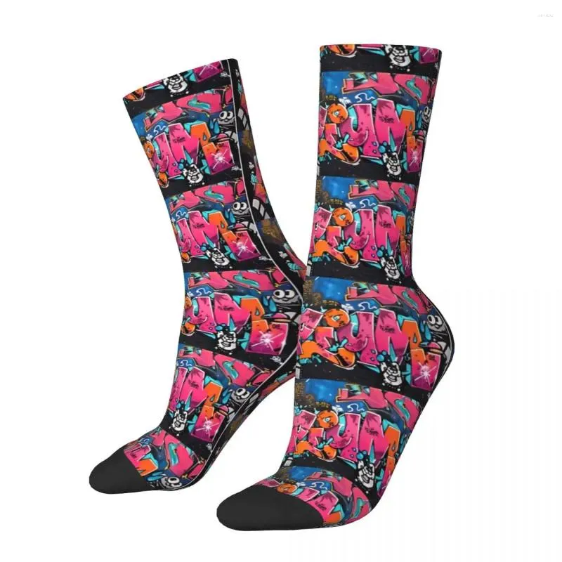 Herrstrumpor vintage Urban Street Graffiti Style Art unisex sömlös tryckt Crazy Crew Sock Gift