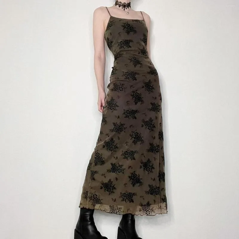 Sukienki swobodne retro fajna dziewczyna drukowana sukienka damska sukienka drukowana pasek maxi dla kobiet