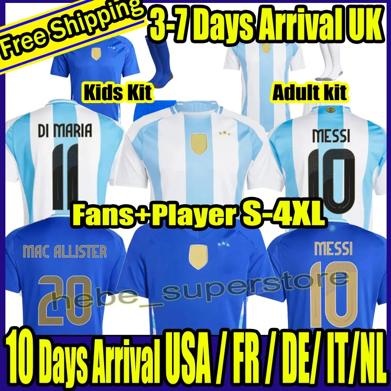 2024 Argentina Soccer Jerseys MESSIS Otamendi DE PAUL aRgENTIna National Team Copa DYBALA MARTINEZ KUN AGUERO Maradona Football Shirts 24 25 Men DI Maria Kids Kits