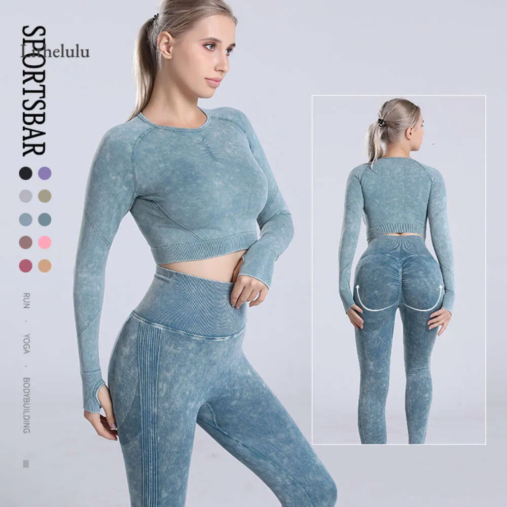 Leggings Justera toppen Lu High-midjan och set för kvinnor med design Peach Butt Feature Seamless Yoga Outfit Moisture-Wicking Lemon Gym Running