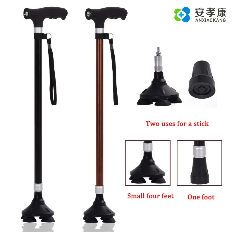 Old Man Walking Stick Telescopic Canes t Handle Baston Elder Stable Crutch No Slip Pole Folding vandring Äldre promenad 240412