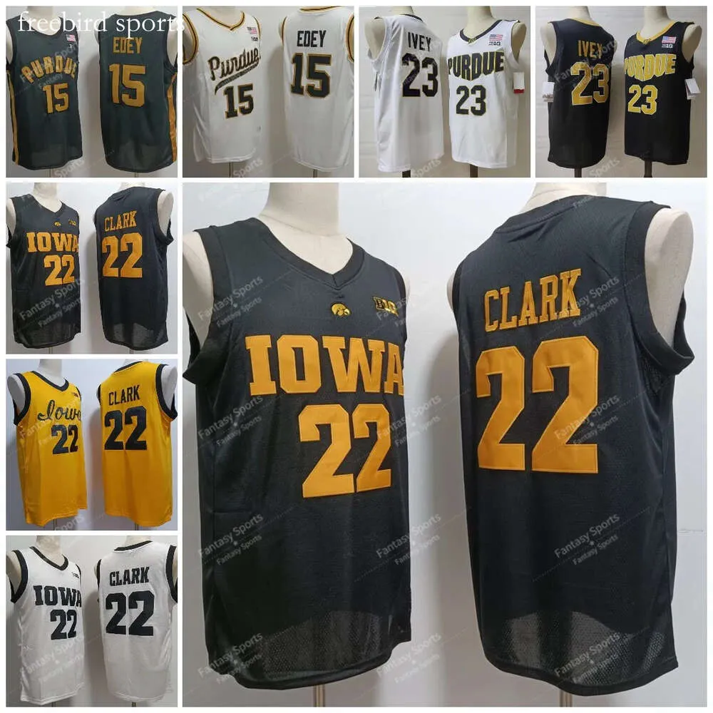 Hawkeyes Iowa 22 Caitlin Clark College Basketball Trikot Purdue Boilermakers 23 Jaden Ivey 15 Zach Edey White Black Ed Mens Trikots s s