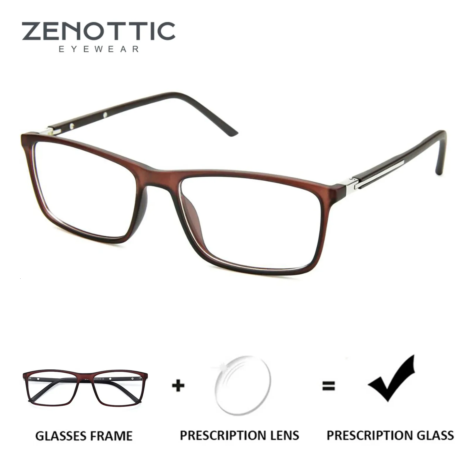 Zenottische verschreibungspflichtige Brille für Männer tr90 quadratische pochromische Myopie Optische Brille Anti Blue Light Progressive Eyewea 240416