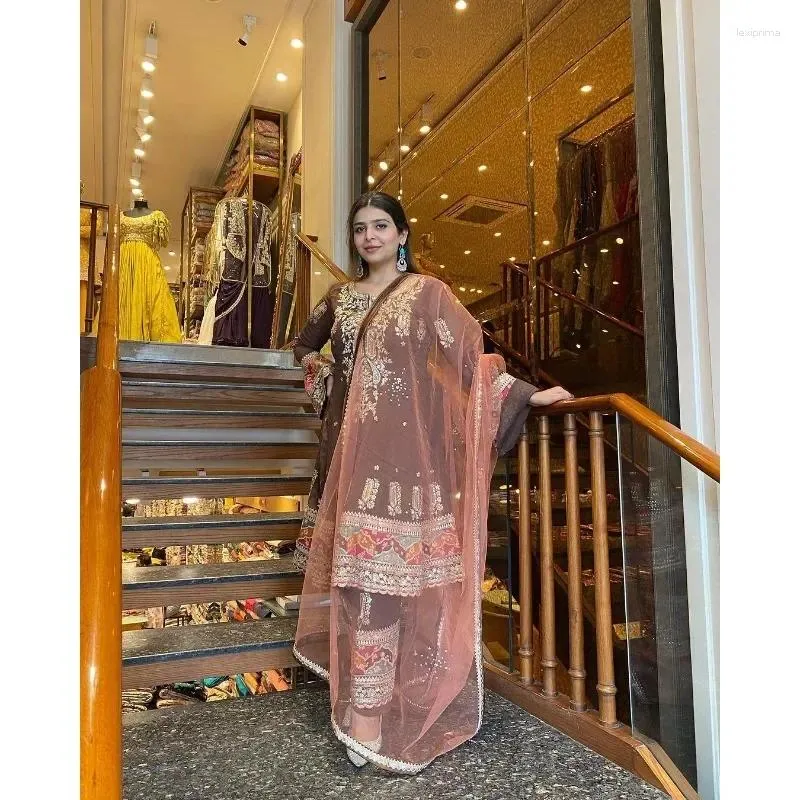 Этническая одежда дизайнер свадебная вечеринка носить пакистанское платье Salwar Kameez Bollywood