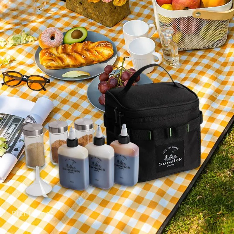 Aufbewahrungsbeutel Sunddick BBQ Prognumsflasche Set mit Beutel Sod Flüssigkeitsgewürzflaschen Multifunktional Leichtgewicht für Camping