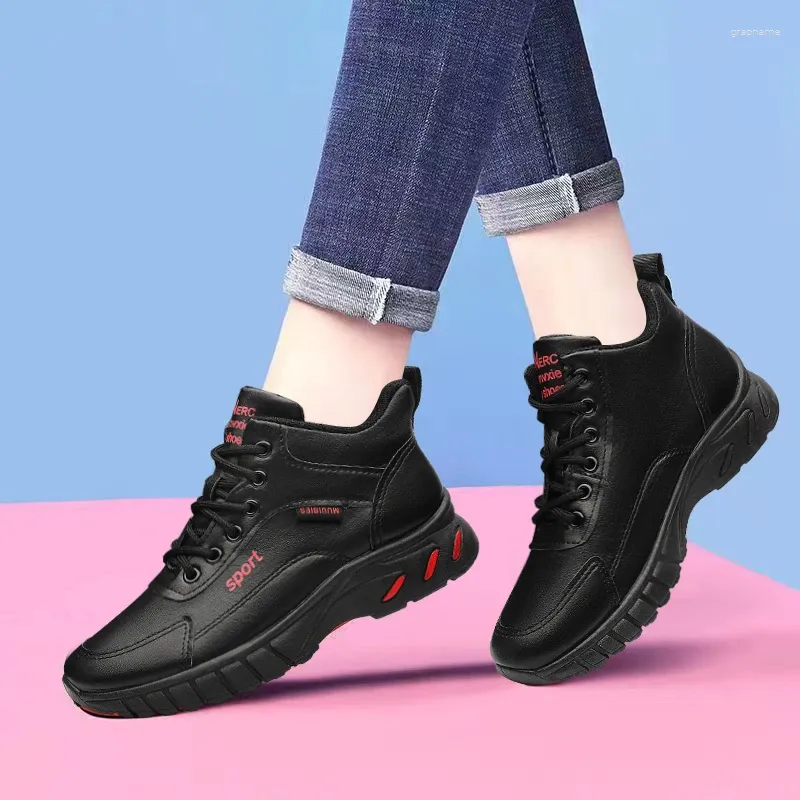 Casual Shoes Fashion Women's Sports Running Tennis Sneakers Autumn Seisre Solid Lace-Up Platform For Women Chunky Sole Female Footwear