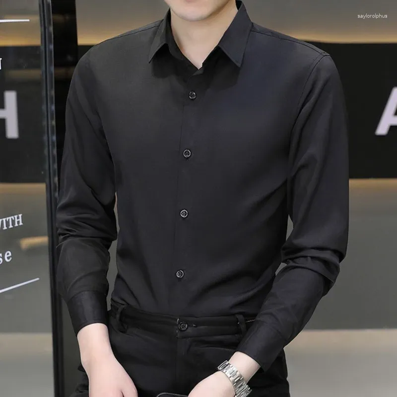 Camicie da uomo camicie di alta qualità per cotone a maniche lunghe marchi coreani Business Fashion Solid Color Top