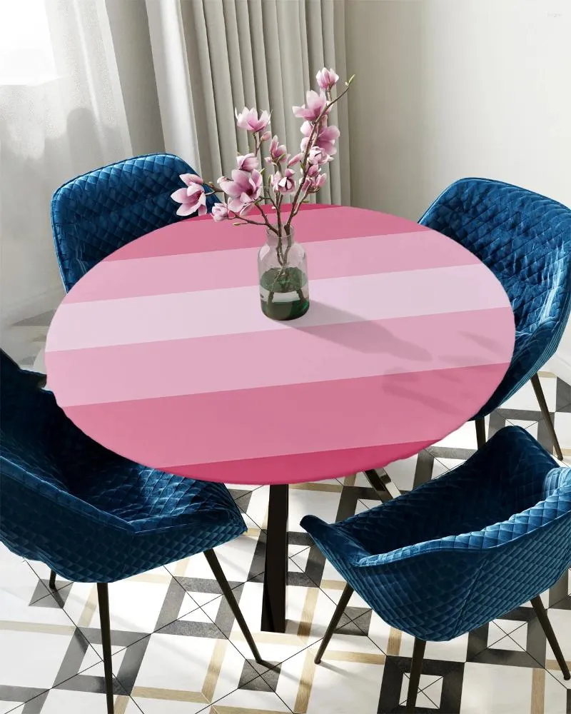 Panno da tavolo a strisce rosa tovaglia rotonda copertura elastica copertura per esterni interni decorazioni per la sala da pranzo impermeabili