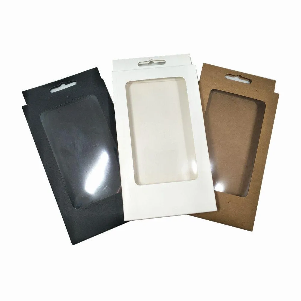Boîtes d'emballage Colorf en gros 10x17x1,5 cm 20pcs Lot Kraft Paper Poly Window Accessory Accessory Hang Board Box Papier à main Shsgs