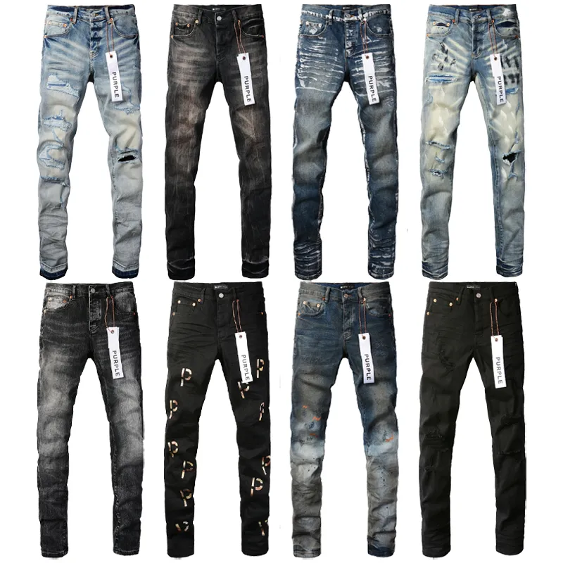 purple jeans mens designer embroidery quilting ripped for trend brand vintage pant Casual Solid Classic Straight Jean