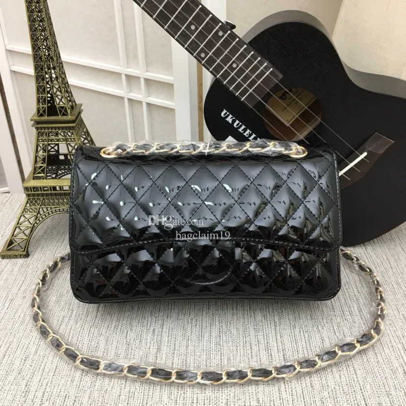 Famous Brand Tote Bag 25.5cm Designer Bag Real Leather Varnish Gold Silver Chains Messenger Bag Hobo Bag Crossbody Double Flap Women Purse Hobo Bag Wallet X16 From 83 79 DHgate