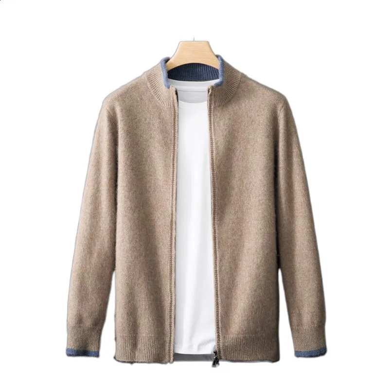 Lang herenvest met capuchon met ritssluiting, gebreide herenhoodie, dikke en casual trui, herentrui met capuchon