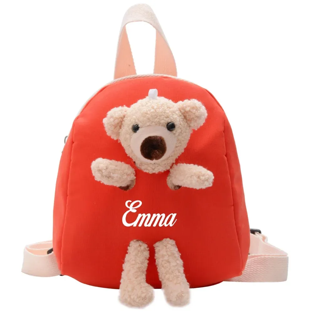 Backpacks Personalised Children's Bear Backpack Teddy Backpack Custom Any Name Bear Bag Boys and Girls Toddler School Bag Animal Bag
