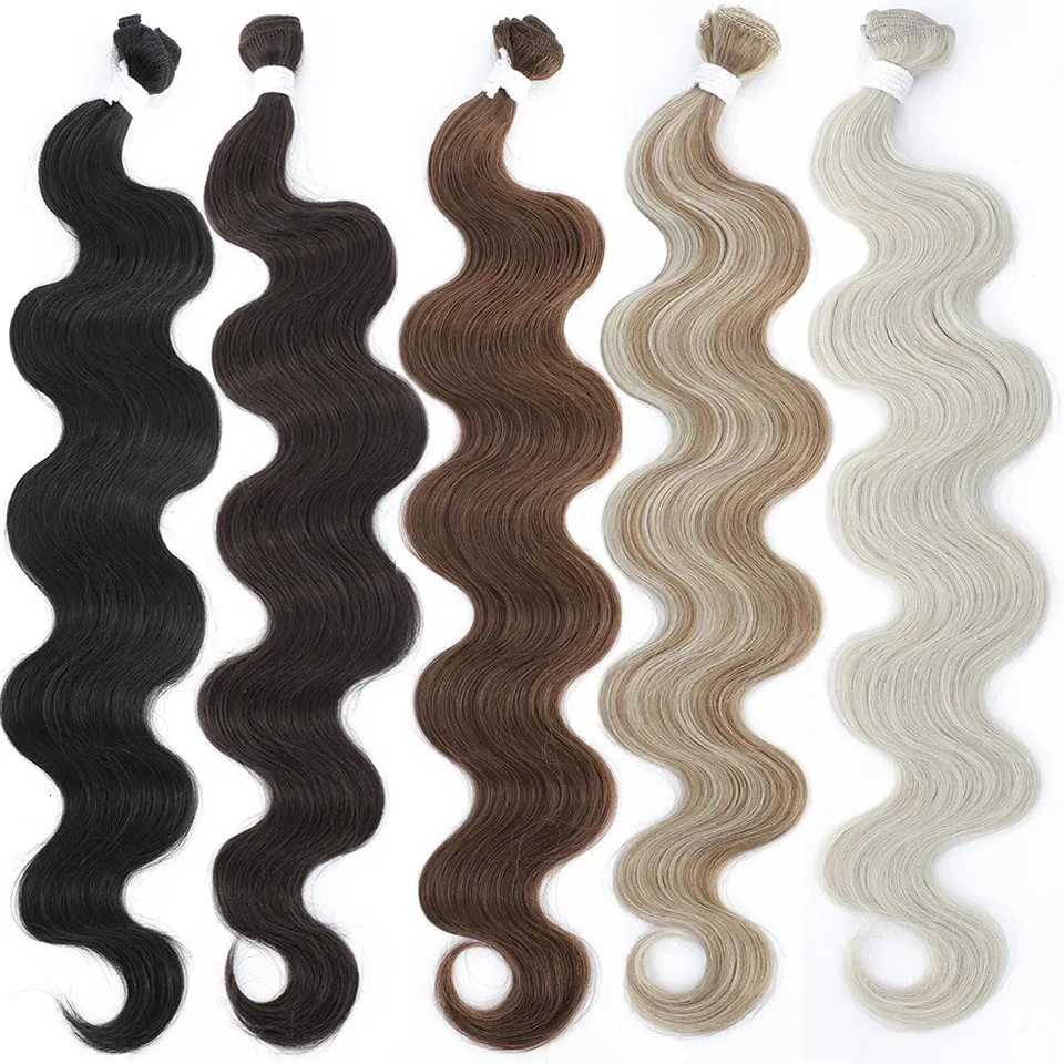 Poules à cheveux d'onde de corps colorés 613 piano blonde naturel synthétique s ombre épaisseur de tissage profond lâche 240410