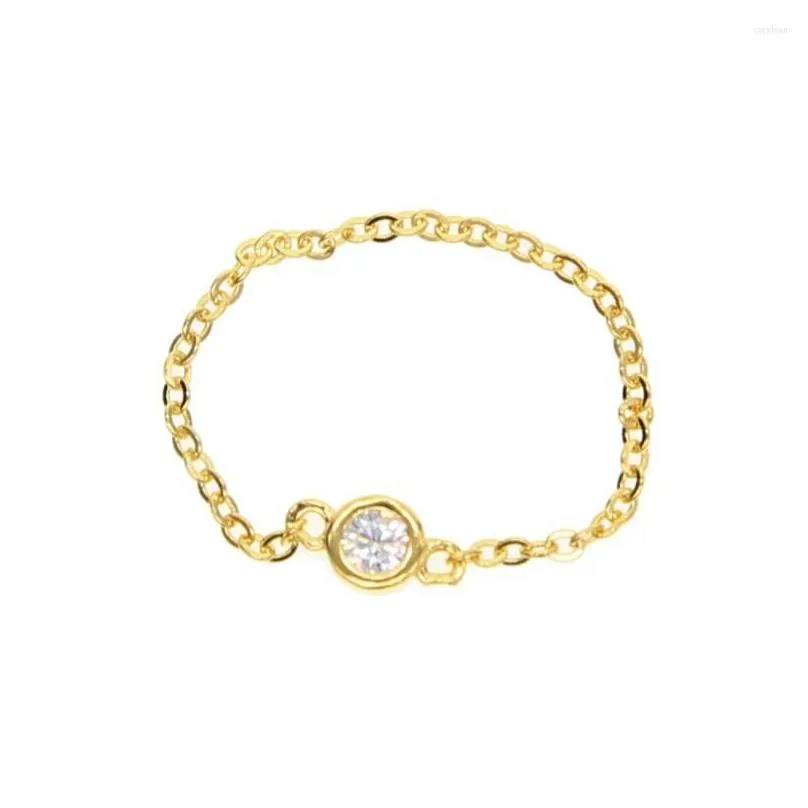 Clusterringen 925 Sterling Sier Jewelry Factory Prijs Delicaat Minimalistisch verbluffend meisje Women Bezel Single Stone CZ Dainty Ring Drop D DHXMC