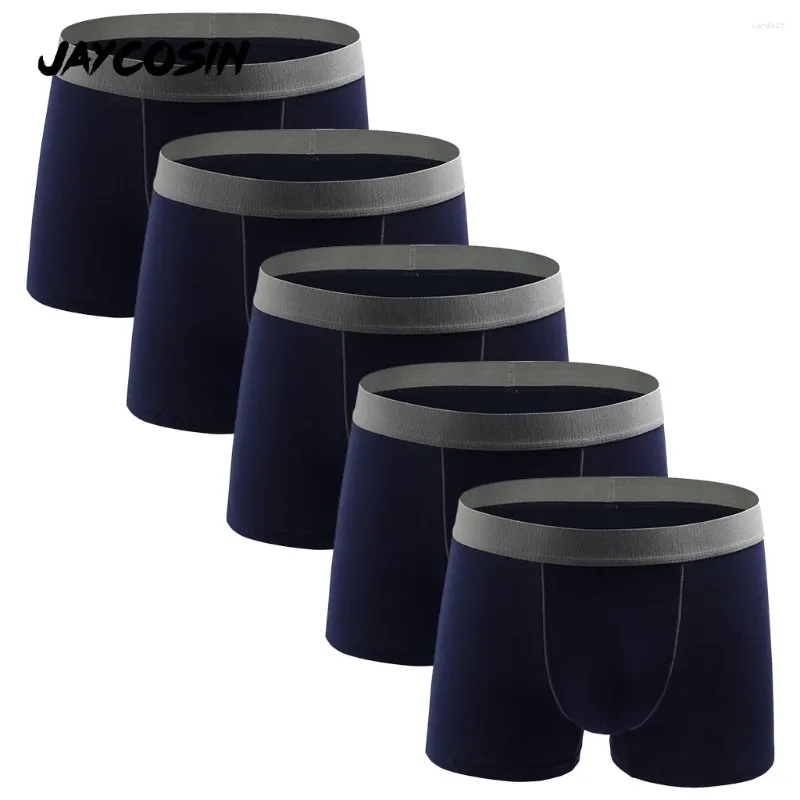 Underpants Jaycosin 5pcs pugile maschile bianche pugili da uomo homme uomo morbido cotone pantaloncini sexy mutandine sexy