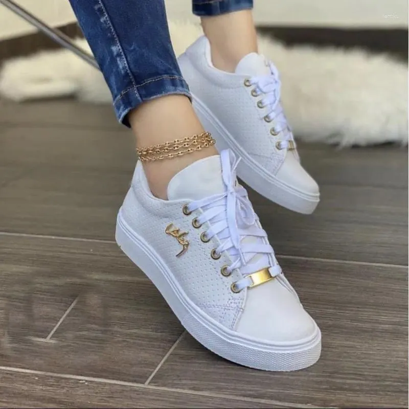 Casual Shoes 2024 Women's Spring Fashion Solid Color Lace-Up Sports Outdoor Running Bekväm inte halk