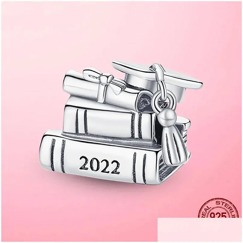 Charms 925 Sier Charm Beads Dangle Graduation Books Bead Fit Bracelet Diy Jewelry Accessories Drop Delivery Findings Components Dhqbo