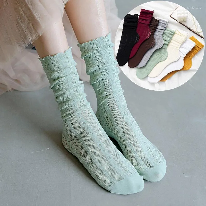 Donne calzini estivi giapponesi sottili sottili da donna sottile da donna in pizzo in pizzo cotone comodo da donna traspirante femminile sox