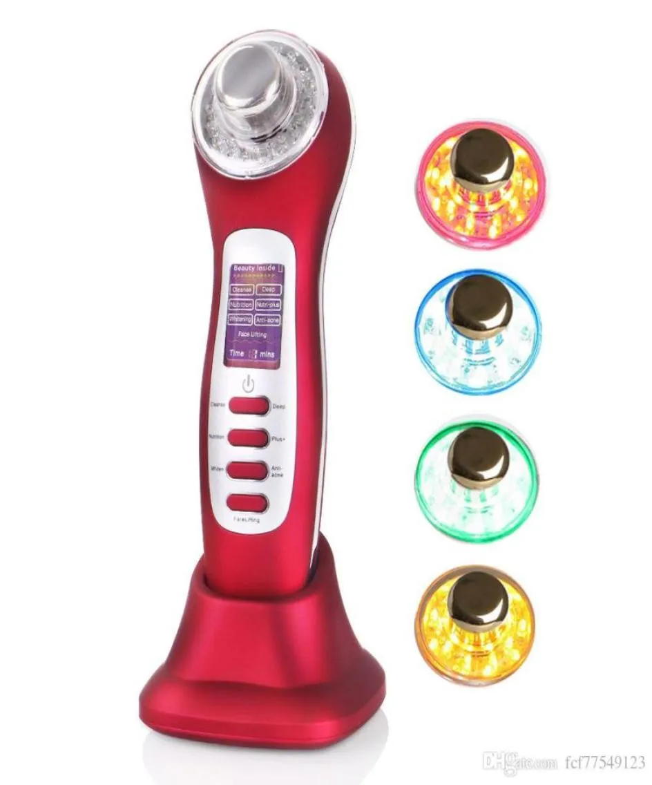 7 I 1 Ultrasonic Galvanic Ion LED Light Pon Therapy Vibration Massager Acne Borttagning Personlig Care Appliances9706463