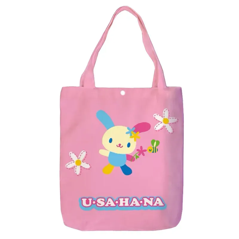 Buckets Cute Usahana Shoulder Bag Cartoon Anime Canvas Tote Bags for Women Kawaii Eco Reusable Shopping Bags Girls School Book Bag