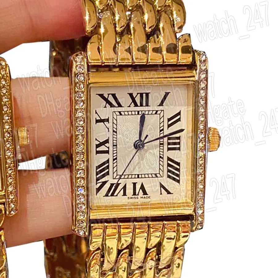 Designer di lusso Designer Watch Fashion Quartz Orologio Lady Watch Set Orologio da carro armato vintage Orologi Diamond Gold Platinum Rettangolo Orologio in acciaio inossidabile per coppia