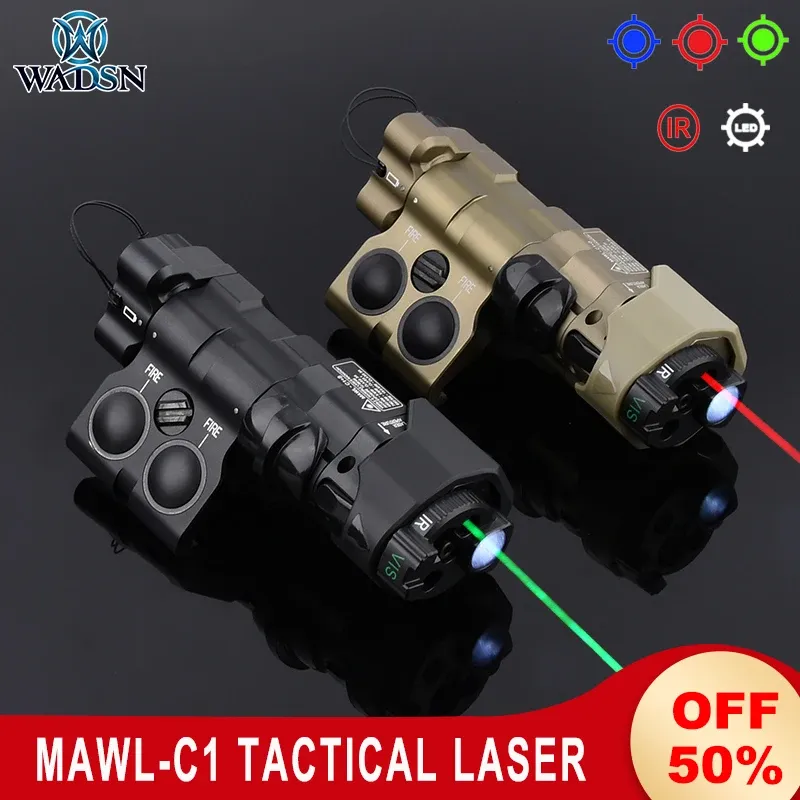 スコープMAWLC1戦術レーザーエアソフトメタルCNCアップグレードLED MAWL Red Green Blue Laser Hunting Weapon Lights Ir Illumination