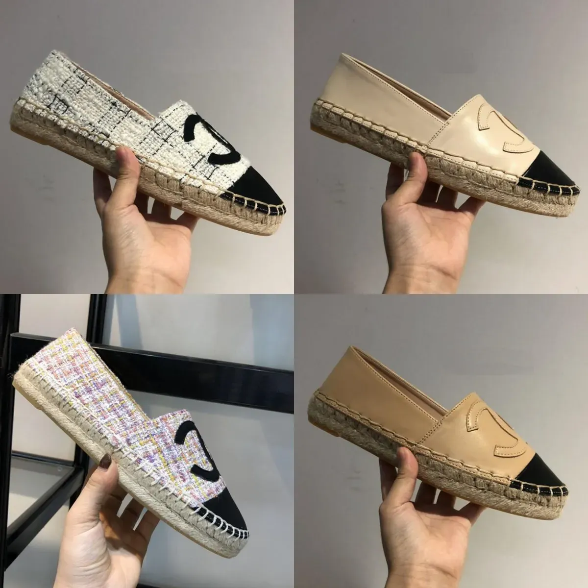 Designer fiskare skor kvinnor skor canvas skor platt tjock botten pedal kvinnor lyxiga casual kvinnor skor skor liten doft gräs vävd hampa rep skor storlek 35-42