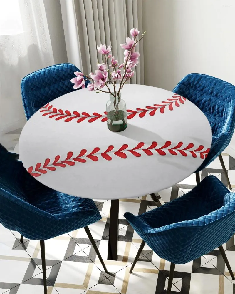 Table Cloth Round Baseball Tablecloth Elastic Cover Indoor Outdoor Waterproof Dining Decoration Accessorie