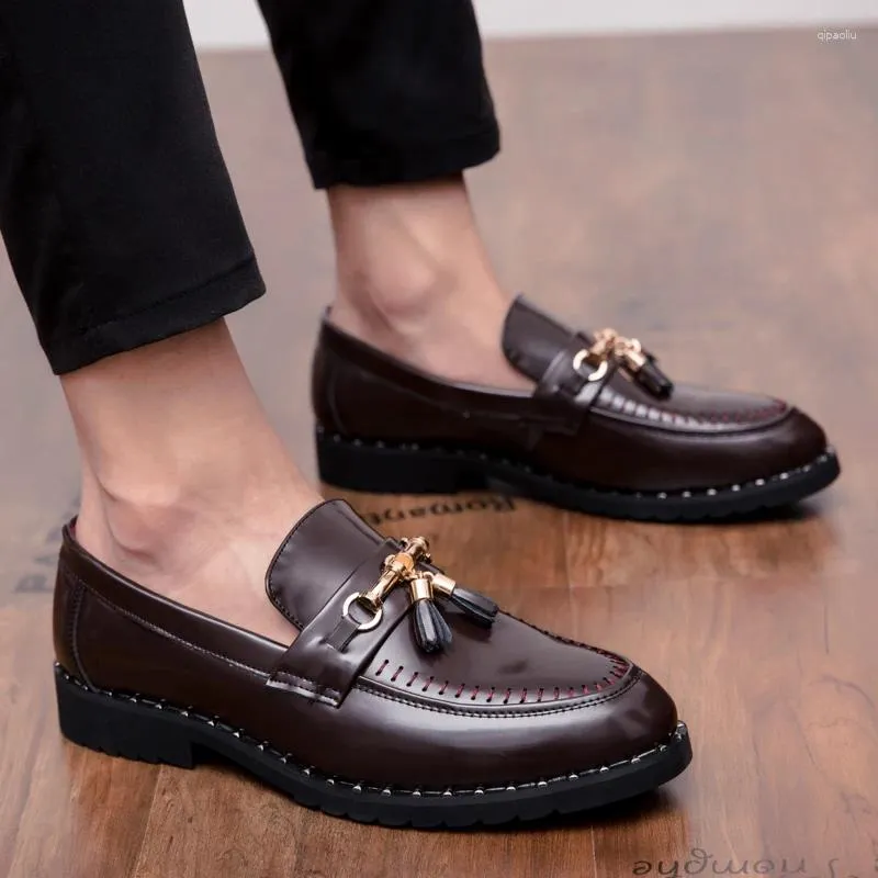 Casual Shoes Mens Wedding Party Slip On Dress Business Loafers Brand Moccasin Leather Buckle Formal Suit for Men