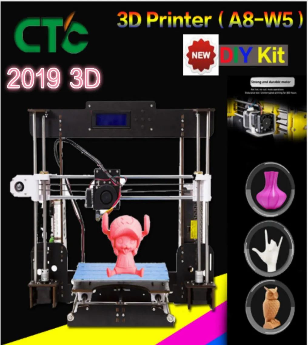 CTC A8 3D Printer High Accuracy Desktop Prusa i3 DIY Kit LCD Screen Printer Self Assembly Resume Power Failure Printing2310963