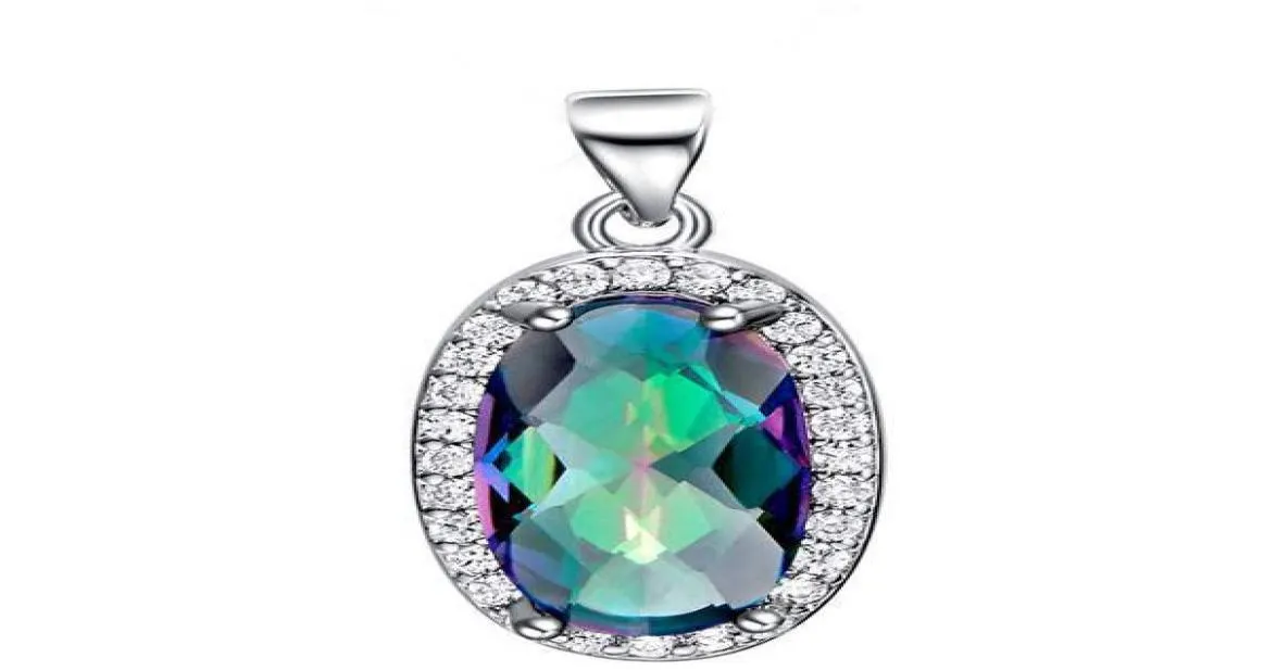 10 -st LuckyShine Uitstekende glans Ovale Multicolor Natural Mystic Topaz Gems Silver Zicon Hangers Kettingen Holidy Wedding Party8669744