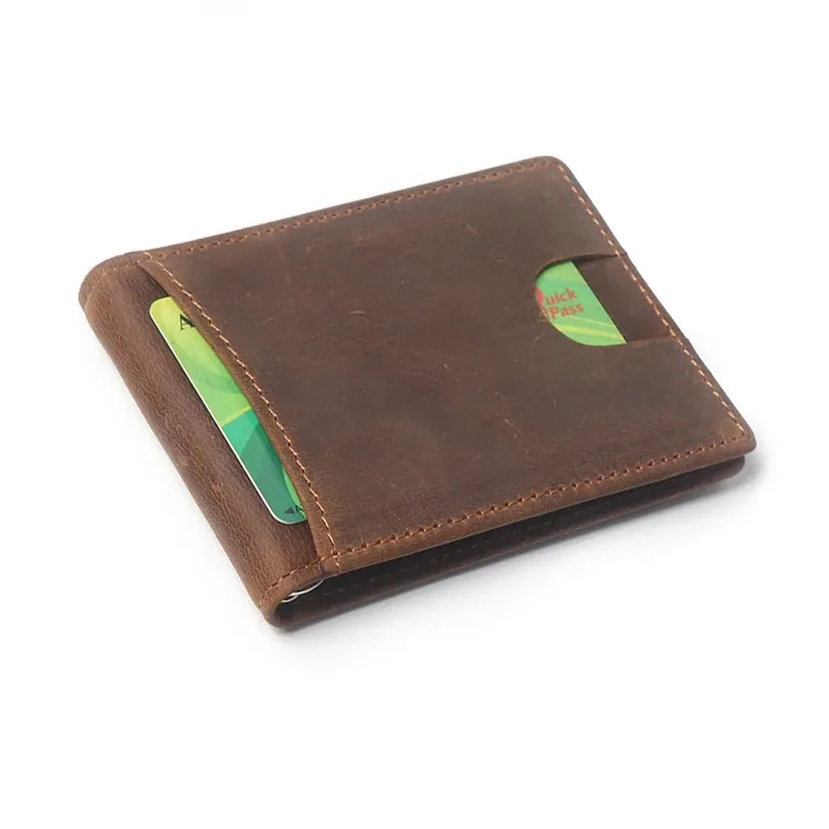 Clips Rfid Blocking Genuine Leather Money Clip Wallet EU USA Euros Dollar Cash Money Holder with Front Pocket