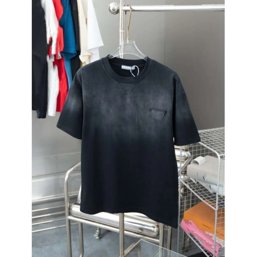 Designer pu pujia corretta versione alta 24s nuova t-shirt a maniche corta pura lavaggio in cotone lavaggio pesante cravatta tintura tintura snow fiocchi di neve fritta stesso stile per uomini donne