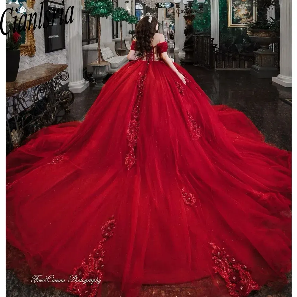Prinses Quinceanera -jurken met banden kralen Appliques Zoet 16e kleding Vestido de XV Anos Prom 15e verjaardag