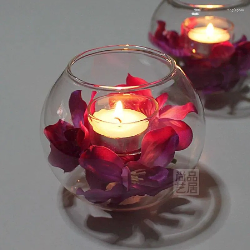 Candle Holders Round Glass Candlestick Placed Bar Table Holder Bedroom El Special Romantic Warm Candlelight Dinner