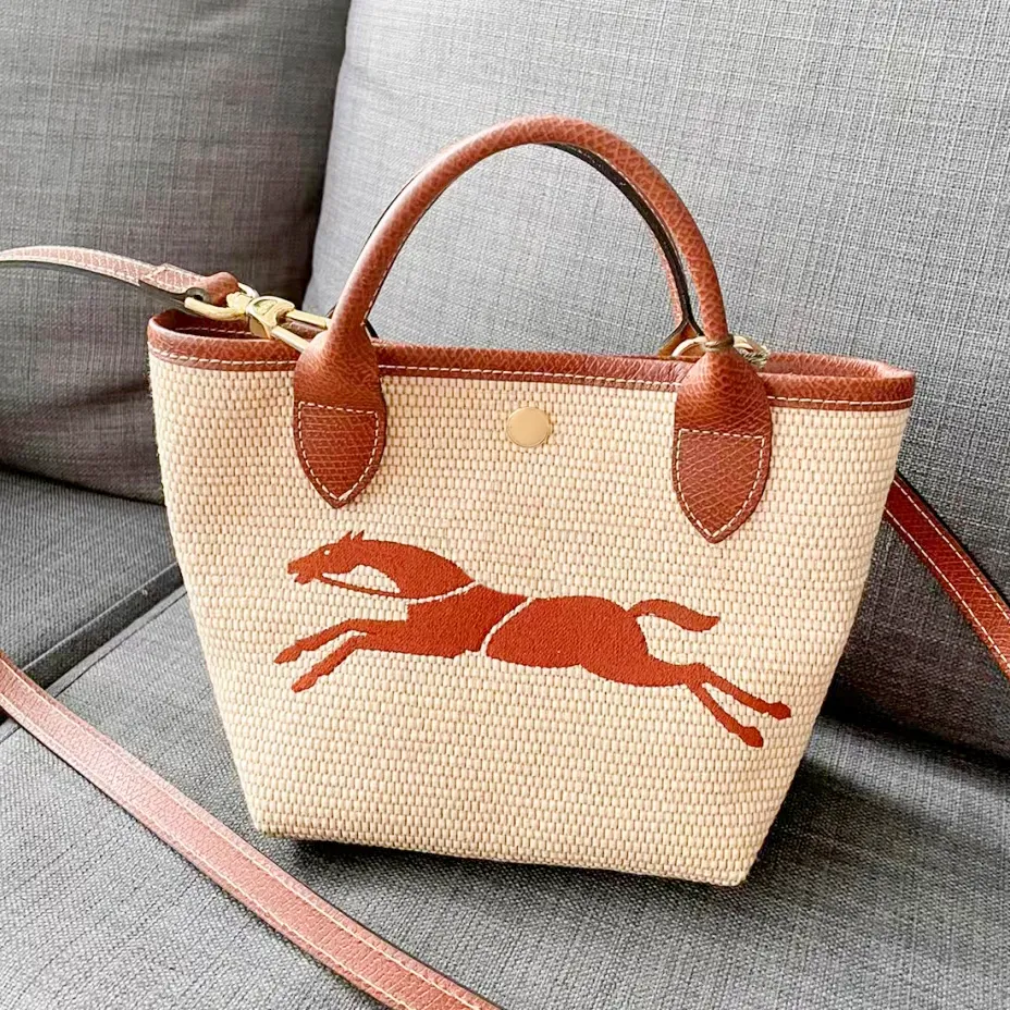 Halm lyxig tote väv designe strandpåse man kvinnor handväska satchel raffias axel korg sommarpåse remsa shopper pochette koppling crossbody rese mini väskor