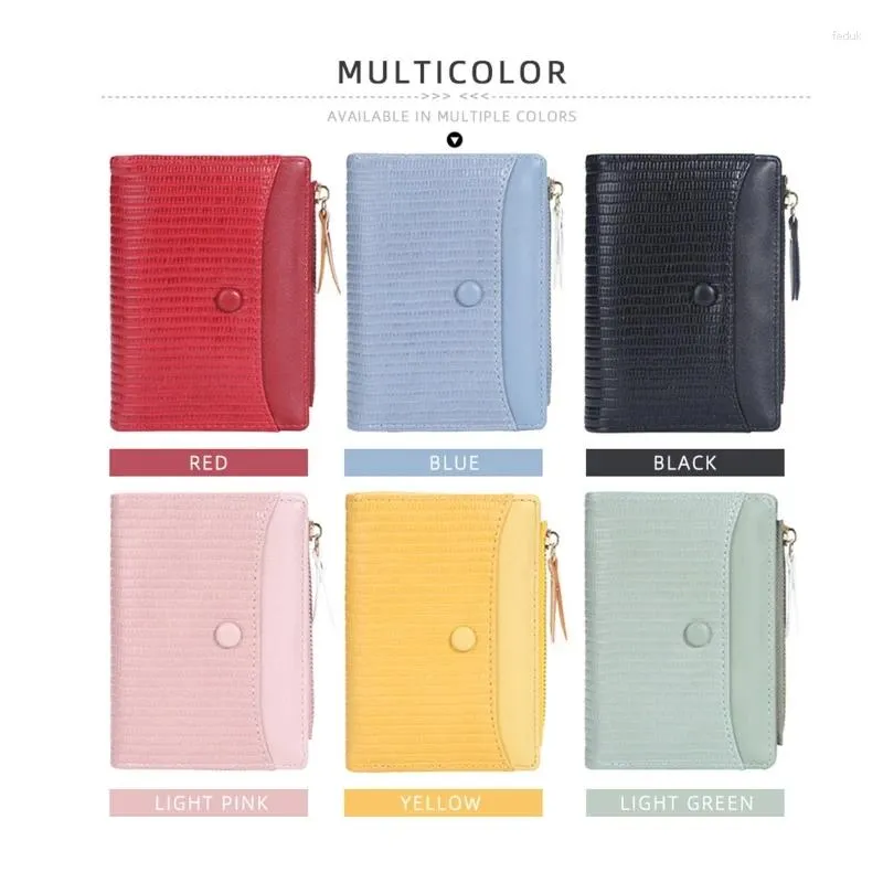 Portefeuilles Pu Leather S portefeuille Bifold Carte Business Change Change Pocket for Women Girls Zipper Coin Purse Money Cas