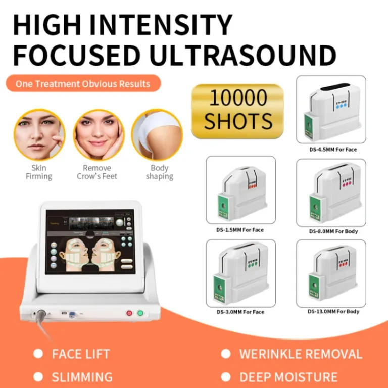 Portable Slim Equipment Hifu High Intensity Focused Ultrasound Face Lift Equipment Wrinkle Removal With 3 Or 5 Heads
