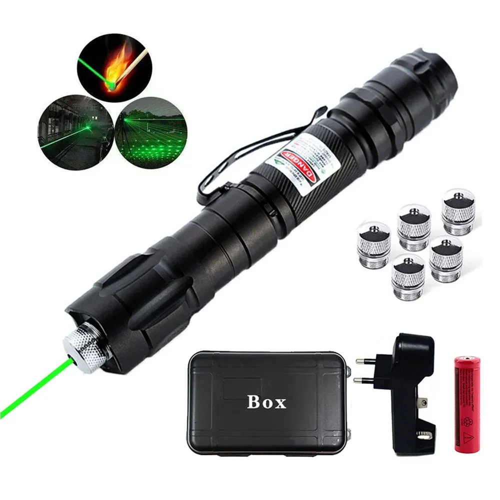 SCOPES HATT HÖG POWER Grön laserjusterbar fokus Burning Red Lasers Pointer Pen 532nm 5000 meter med batteriladdare