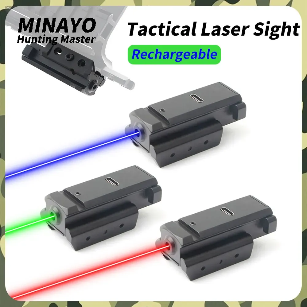 Scopes Tactical Green/Blue/Red 532nm Laser Dot Sight för 20mm Picatinny/Weaver Gun Rail för pistol/hagelgevär/gevärjakt Uppladdningsbar