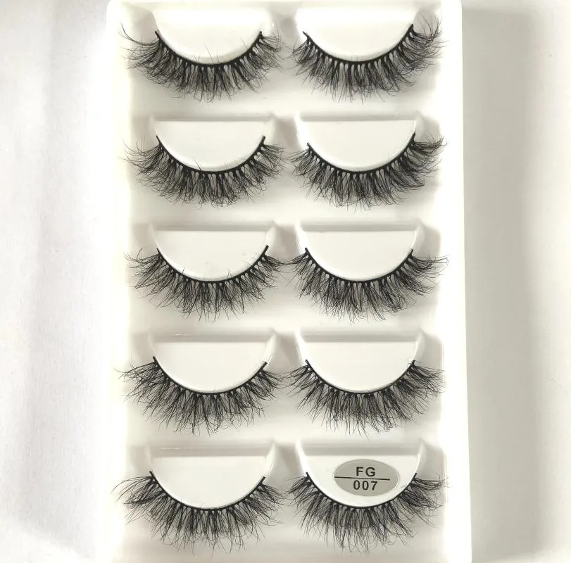 Falska ögonfransar Återanvändbara 5 par 3D Faux Mink Lashes Fluffy Soft Wispy Natural Long Dramatic Volume Makeup Kit